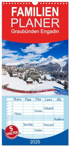 Familienplaner 2025 - Graubünden Engadin mit 5 Spalten (Wandkalender, 21 cm x 45 cm), CALVENDO von CALVENDO