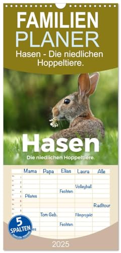 Familienplaner 2025 - Hasen - Die niedlichen Hoppeltiere. mit 5 Spalten (Wandkalender, 21 cm x 45 cm), CALVENDO
