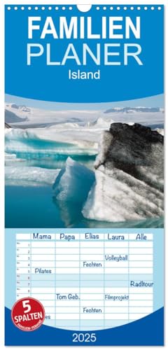 Familienplaner 2025 - Island mit 5 Spalten (Wandkalender, 21 cm x 45 cm), CALVENDO von CALVENDO