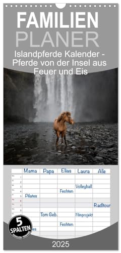 Familienplaner 2025 - Islandpferde Kalender - Pferde von der Insel aus Feuer und Eis mit 5 Spalten (Wandkalender, 21 cm x 45 cm), CALVENDO