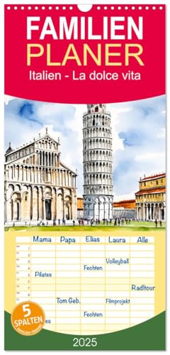 Familienplaner 2025 - Italien - La dolce vita mit 5 Spalten (Wandkalender, 21 cm x 45 cm), CALVENDO von CALVENDO