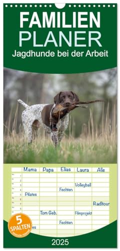 Familienplaner 2025 - Jagdhunde bei der Arbeit mit 5 Spalten (Wandkalender, 21 cm x 45 cm), CALVENDO von CALVENDO