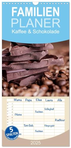Familienplaner 2025 - Kaffee & Schokolade mit 5 Spalten (Wandkalender, 21 cm x 45 cm), CALVENDO von CALVENDO