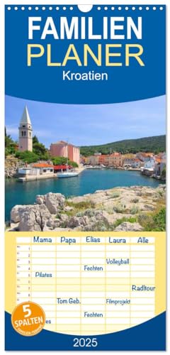 Familienplaner 2025 - Kroatien mit 5 Spalten (Wandkalender, 21 cm x 45 cm), CALVENDO von CALVENDO