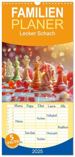 Familienplaner 2025 - Lecker Schach mit 5 Spalten (Wandkalender, 21 cm x 45 cm), CALVENDO von CALVENDO