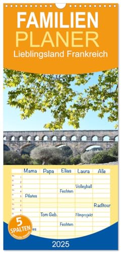 Familienplaner 2025 - Lieblingsland Frankreich mit 5 Spalten (Wandkalender, 21 cm x 45 cm), CALVENDO von CALVENDO