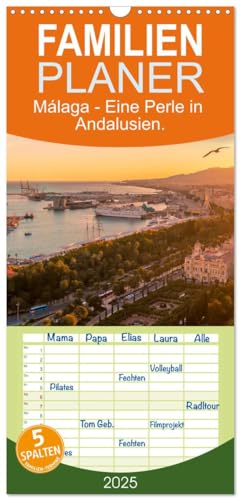 Familienplaner 2025 - Málaga - Eine Perle in Andalusien. mit 5 Spalten (Wandkalender, 21 cm x 45 cm), CALVENDO von CALVENDO