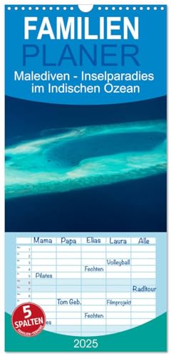 Familienplaner 2025 - Malediven - Inselparadies im Indischen Ozean mit 5 Spalten (Wandkalender, 21 cm x 45 cm), CALVENDO von CALVENDO
