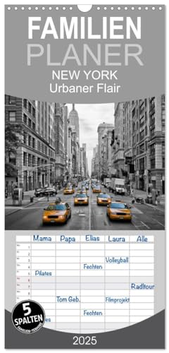 Familienplaner 2025 - NEW YORK Urbaner Flair mit 5 Spalten (Wandkalender, 21 cm x 45 cm), CALVENDO von CALVENDO