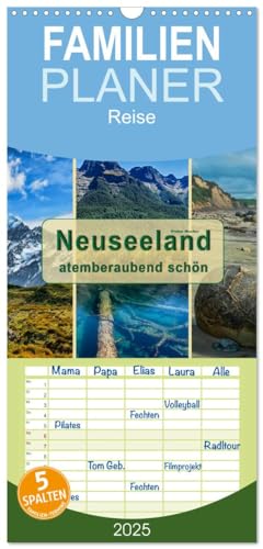 Familienplaner 2025 - Neuseeland - atemberaubend schön mit 5 Spalten (Wandkalender, 21 cm x 45 cm), CALVENDO von CALVENDO