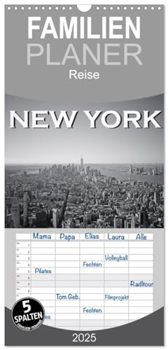 Familienplaner 2025 - New York in schwarz weiss mit 5 Spalten (Wandkalender, 21 cm x 45 cm), CALVENDO von CALVENDO
