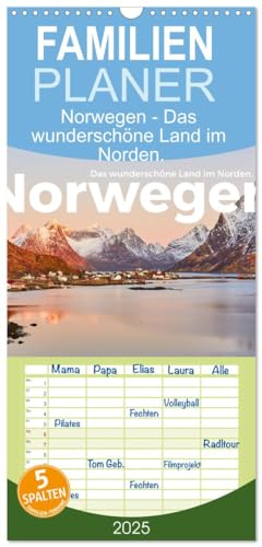 Familienplaner 2025 - Norwegen - Das wunderschöne Land im Norden. mit 5 Spalten (Wandkalender, 21 cm x 45 cm), CALVENDO von CALVENDO