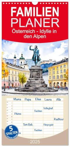 Familienplaner 2025 - Österreich - Idylle in den Alpen mit 5 Spalten (Wandkalender, 21 cm x 45 cm), CALVENDO von CALVENDO