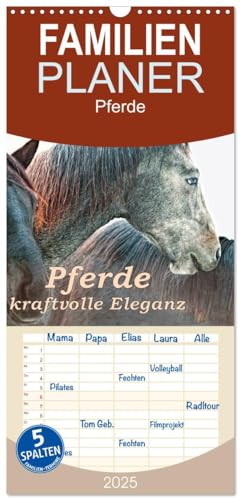 Familienplaner 2025 - Pferde - kraftvolle Eleganz mit 5 Spalten (Wandkalender, 21 cm x 45 cm), CALVENDO von CALVENDO