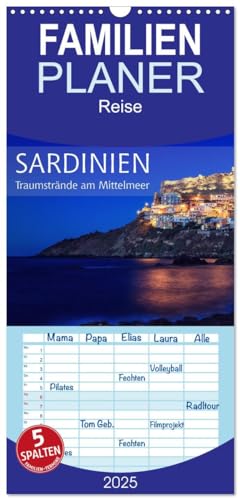 Familienplaner 2025 - Sardinien - Traumstrände am Mittelmeer mit 5 Spalten (Wandkalender, 21 cm x 45 cm), CALVENDO von CALVENDO