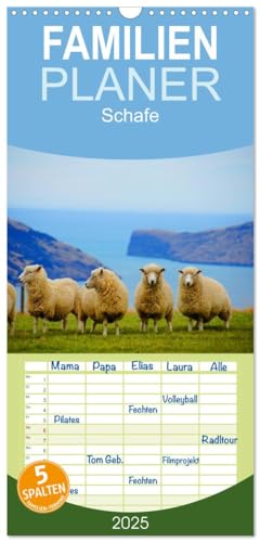 Familienplaner 2025 - Schafe mit 5 Spalten (Wandkalender, 21 cm x 45 cm), CALVENDO von CALVENDO