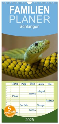 Familienplaner 2025 - Schlangen mit 5 Spalten (Wandkalender, 21 cm x 45 cm), CALVENDO von CALVENDO