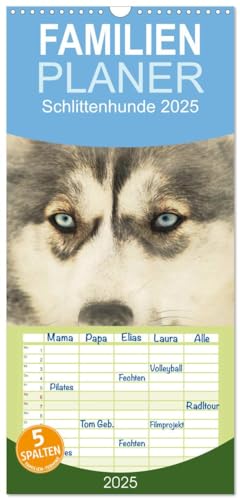 Familienplaner 2025 - Schlittenhunde 2025 mit 5 Spalten (Wandkalender, 21 cm x 45 cm), CALVENDO