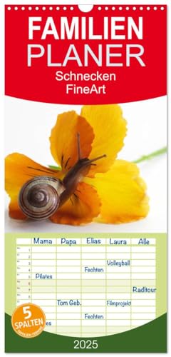 Familienplaner 2025 - Schnecken FineArt mit 5 Spalten (Wandkalender, 21 cm x 45 cm), CALVENDO von CALVENDO