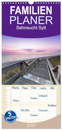 Familienplaner 2025 - Sehnsucht Sylt mit 5 Spalten (Wandkalender, 21 cm x 45 cm), CALVENDO von CALVENDO