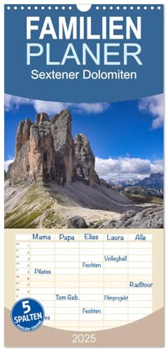Familienplaner 2025 - Sextener Dolomiten mit 5 Spalten (Wandkalender, 21 cm x 45 cm), CALVENDO von CALVENDO
