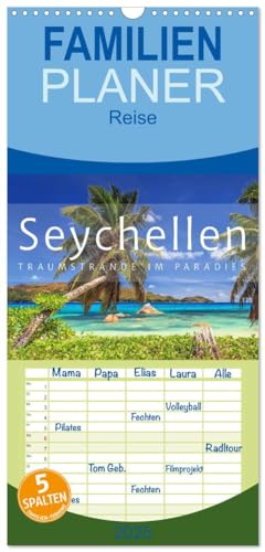 Familienplaner 2025 - Seychellen Traumstrände im Paradies mit 5 Spalten (Wandkalender, 21 cm x 45 cm), CALVENDO von CALVENDO