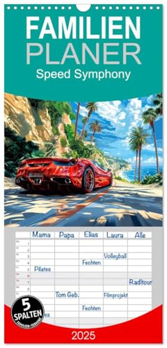 Familienplaner 2025 - Speed Symphony mit 5 Spalten (Wandkalender, 21 cm x 45 cm), CALVENDO