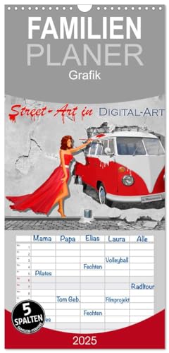 Familienplaner 2025 - Street-Art in Digital-Art by Mausopardia mit 5 Spalten (Wandkalender, 21 cm x 45 cm), CALVENDO von CALVENDO