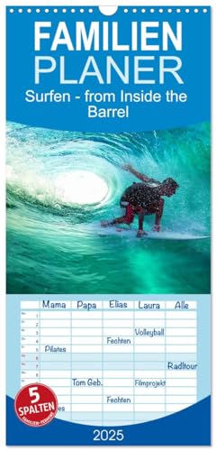 Familienplaner 2025 - Surfen - from Inside the Barrel mit 5 Spalten (Wandkalender, 21 cm x 45 cm), CALVENDO von CALVENDO