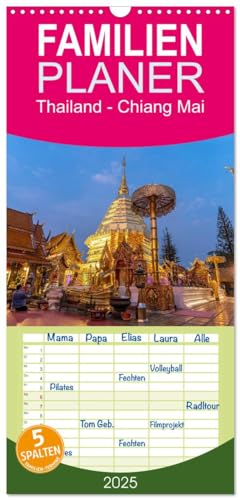 Familienplaner 2025 - Thailand - Chiang Mai mit 5 Spalten (Wandkalender, 21 cm x 45 cm), CALVENDO von CALVENDO