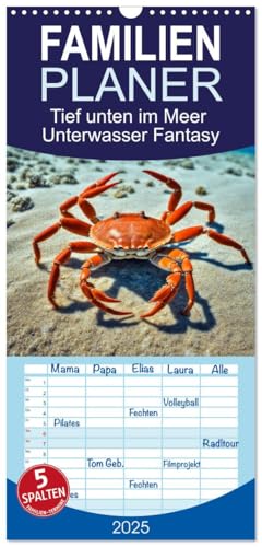 Familienplaner 2025 - Tief unten im Meer Unterwasser Fantasy mit 5 Spalten (Wandkalender, 21 cm x 45 cm), CALVENDO
