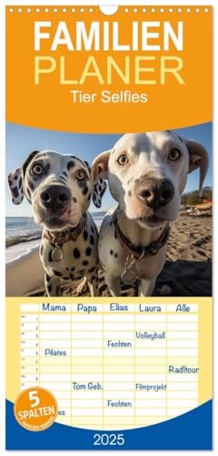 Familienplaner 2025 - Tier Selfies mit 5 Spalten (Wandkalender, 21 cm x 45 cm), CALVENDO von CALVENDO