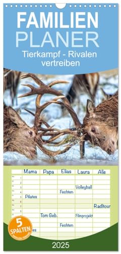 Familienplaner 2025 - Tierkampf - Rivalen vertreiben mit 5 Spalten (Wandkalender, 21 cm x 45 cm), CALVENDO von CALVENDO