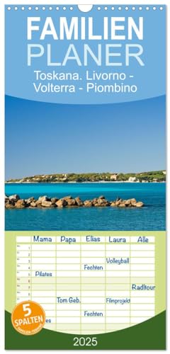 Familienplaner 2025 - Toskana. Livorno - Volterra - Piombino mit 5 Spalten (Wandkalender, 21 cm x 45 cm), CALVENDO von CALVENDO