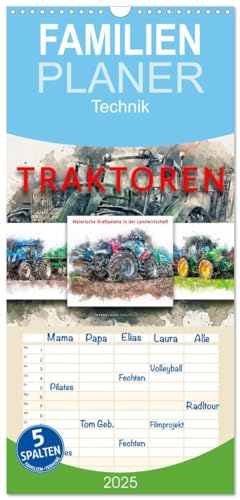 Familienplaner 2025 - Traktoren - malerische Kraftpakete in der Landwirtschaft mit 5 Spalten (Wandkalender, 21 cm x 45 cm), CALVENDO von CALVENDO