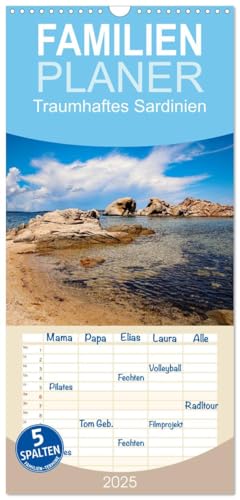 Familienplaner 2025 - Traumhaftes Sardinien mit 5 Spalten (Wandkalender, 21 cm x 45 cm), CALVENDO von CALVENDO