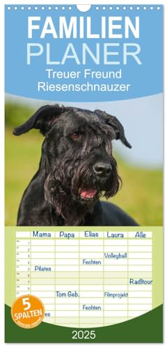 Familienplaner 2025 - Treuer Freund Riesenschnauzer mit 5 Spalten (Wandkalender, 21 cm x 45 cm), CALVENDO