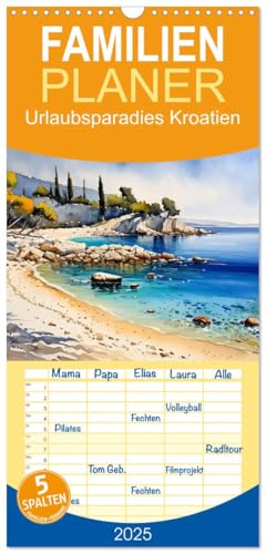Familienplaner 2025 - Urlaubsparadies Kroatien mit 5 Spalten (Wandkalender, 21 cm x 45 cm), CALVENDO von CALVENDO