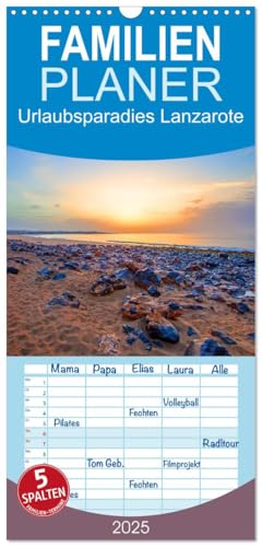 Familienplaner 2025 - Urlaubsparadies Lanzarote mit 5 Spalten (Wandkalender, 21 cm x 45 cm), CALVENDO von CALVENDO