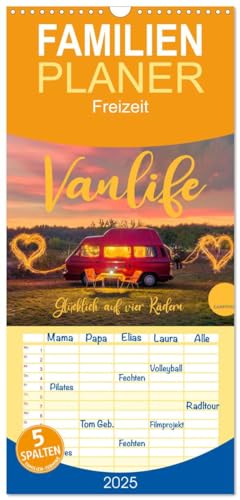 Familienplaner 2025 - Vanlife - Glücklich auf vier Rädern mit 5 Spalten (Wandkalender, 21 cm x 45 cm), CALVENDO von CALVENDO