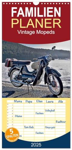 Familienplaner 2025 - Vintage Mopeds mit 5 Spalten (Wandkalender, 21 cm x 45 cm), CALVENDO von CALVENDO