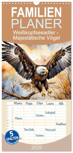 Familienplaner 2025 - Weißkopfseeadler - Majestätische Vögel mit 5 Spalten (Wandkalender, 21 cm x 45 cm), CALVENDO von CALVENDO