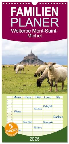 Familienplaner 2025 - Welterbe Mont-Saint-Michel mit 5 Spalten (Wandkalender, 21 cm x 45 cm), CALVENDO von CALVENDO