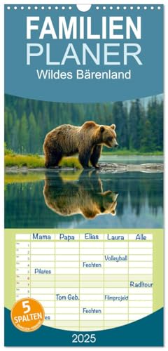 Familienplaner 2025 - Wildes Bärenland mit 5 Spalten (Wandkalender, 21 cm x 45 cm), CALVENDO