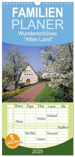 Familienplaner 2025 - Wunderschönes "Altes Land" mit 5 Spalten (Wandkalender, 21 cm x 45 cm), CALVENDO von CALVENDO