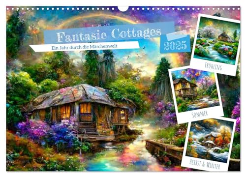 Fantasie Cottages - Ein Jahr durch die Märchenwelt (Wandkalender 2025 DIN A3 quer), CALVENDO Monatskalender von CALVENDO