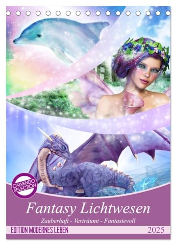 Fantasy Lichtwesen (Tischkalender 2025 DIN A5 hoch), CALVENDO Monatskalender von CALVENDO