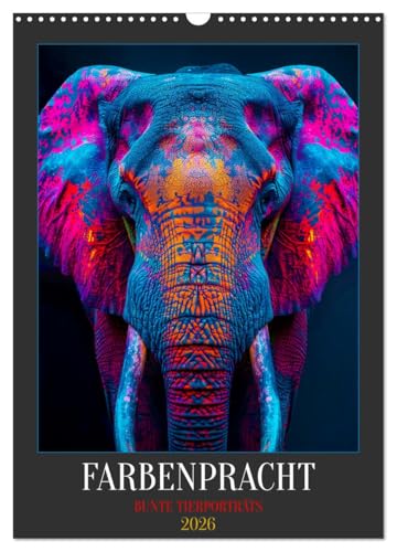 Farbenpracht - Bunte Tierporträts (Wandkalender 2026 DIN A3 hoch), CALVENDO Monatskalender von CALVENDO