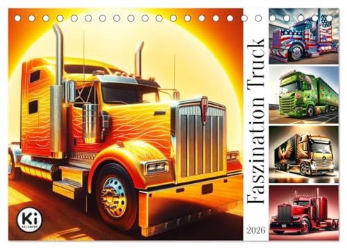Faszination Truck: KI-Designs von Lack und Leistung (Tischkalender 2026 DIN A5 quer), CALVENDO Monatskalender: Spektakuläre Trucks in außergewöhnlichen Designs und Farben. (CALVENDO Mobilitaet) von Calvendo
