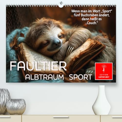 Faultier - Albtraum Sport (hochwertiger Premium Wandkalender 2025 DIN A2 quer), Kunstdruck in Hochglanz von CALVENDO
